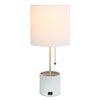 Simple Designs Simple Designs Organizer Lamp with USB charging port, White LT1085-WHT